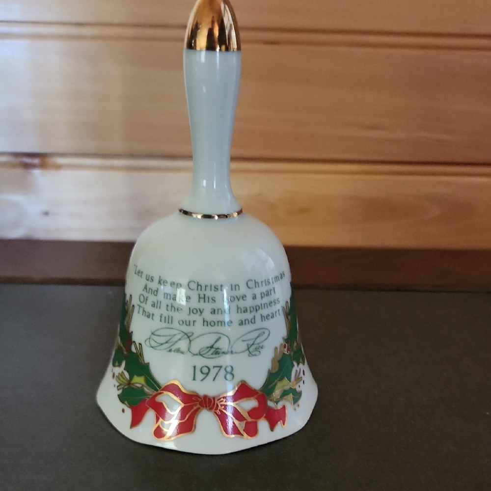 Vintage Christmas Bell with Gold and Green Accents